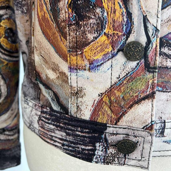 Dolcezza Simply Art Multicolor Abstract-Print Soft Stretch Jacket – US S - Picture 12 of 13